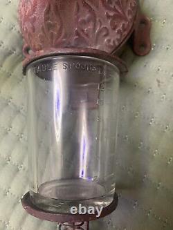 Antique Arcade Crystal No. 3-red Coffee Grinder With Original Catch Cup