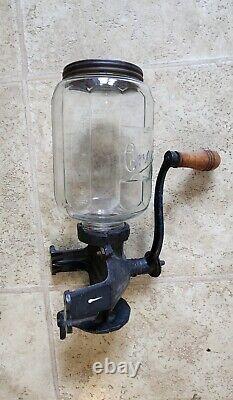 Antique Arcade Crystal No. 4 Wall Counter Mount Coffee Grinder