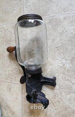 Antique Arcade Crystal No. 4 Wall Counter Mount Coffee Grinder