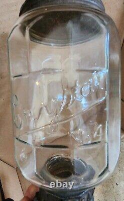 Antique Arcade Crystal No. 4 Wall Counter Mount Coffee Grinder