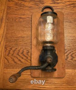 Antique Arcade Crystal No. 4 Wall Mount Coffee Grinder withMounting Back Board