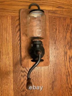 Antique Arcade Crystal No. 4 Wall Mount Coffee Grinder withMounting Back Board