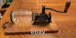 Antique Arcade Crystal No. 4 Wall Mount Coffee Grinder withMounting Back Board
