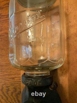 Antique Arcade Crystal No. 4 Wall Mount Coffee Grinder withMounting Back Board