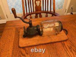Antique Arcade Crystal No. 4 Wall Mount Coffee Grinder withMounting Back Board