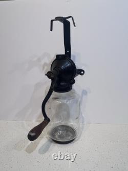 Antique Arcade Crystal Wall Mount Coffee Grinder Catch Cup Hopper Vintage