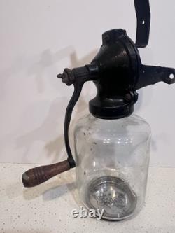 Antique Arcade Crystal Wall Mount Coffee Grinder Catch Cup Hopper Vintage