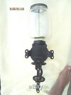 Antique Arcade Crystal Wall Mount Coffee Grinder No. 3 in working condition