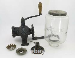 Antique Arcade Crystal Wall Mount Coffee Grinder with Original Jar RARE