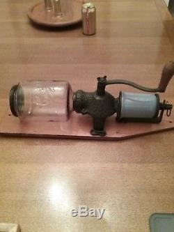 Antique Arcade Crystal Wall Mount Coffee Grinder with original Catch Cup
