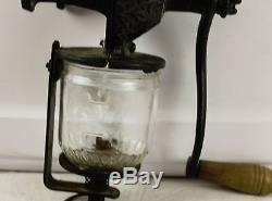 Antique Arcade Crystal Wall Mount Coffee Mill Grinder No. 3 Jars were Replaced