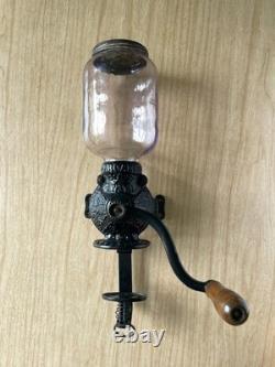 Antique Arcade Crystal Wall Mounted Coffee Grinder Mill Purple Glass Cast Iron