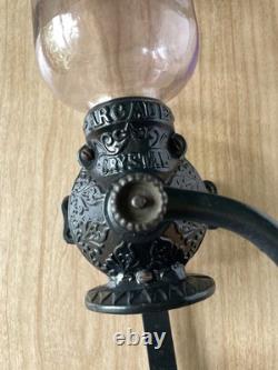 Antique Arcade Crystal Wall Mounted Coffee Grinder Mill Purple Glass Cast Iron