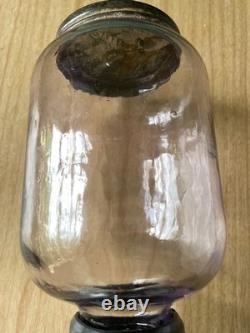 Antique Arcade Crystal Wall Mounted Coffee Grinder Mill Purple Glass Cast Iron