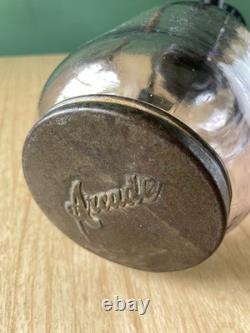 Antique Arcade Crystal Wall Mounted Coffee Grinder Mill Purple Glass Cast Iron