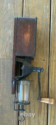 Antique Arcade Golden Rule Cast Iron Wall Mounted Advertising Coffee Grinder