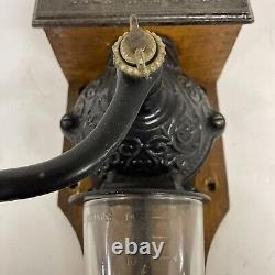 Antique Arcade Golden Rule Coffee Grinder Cast Iron Front Wall Mount