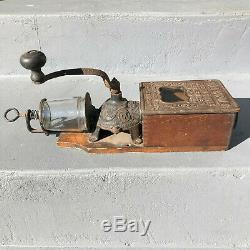 Antique Arcade Golden Rule Coffee Grinder Cast Iron Wall Mount