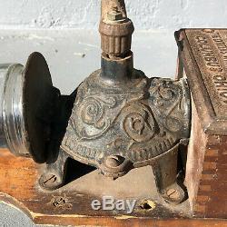 Antique Arcade Golden Rule Coffee Grinder Cast Iron Wall Mount