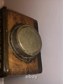 Antique Arcade Golden Rule Wall Mount Wood & Cast Iron Coffee Grinder MILL