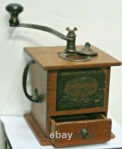 Antique Arcade Imperial No. 999 Coffee Grinder One Pound MILL With Drawer & Label