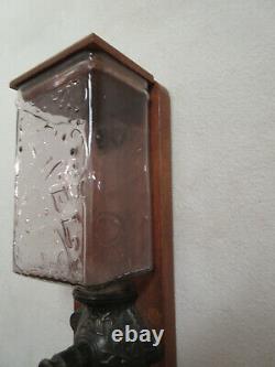 Antique Arcade Jewel embossed glass wall mount coffee grinder RARE