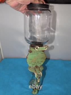 Antique Arcade Number 4 Coffee Grinder Wall Mount Old Green Complete Original