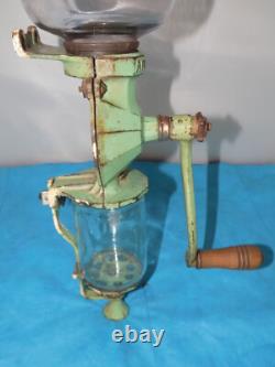Antique Arcade Number 4 Coffee Grinder Wall Mount Old Green Complete Original
