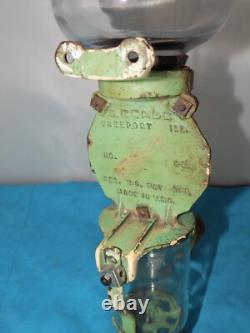 Antique Arcade Number 4 Coffee Grinder Wall Mount Old Green Complete Original