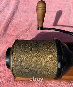 Antique Arcade Royal Embossed Tin & Cast Iron Coffee Grinder Patent 1894