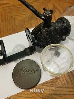 Antique Arcade crystal 2 1/2 Coffee grinder Rare Wall mount