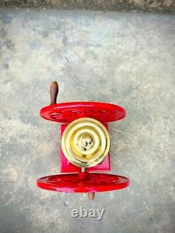 Antique Aroma Cost, iron Hand crank coffee Grinder Paris, London, Sydney, Color Red