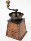 Antique Austrian Coffee Mill Grinder Wood Cast Iron Brass Wien Vienna No. 0