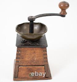 Antique Austrian Coffee Mill Grinder Wood Cast Iron Brass Wien Vienna No. 0