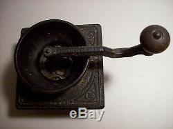 Antique BRIGHTON Coffee Grinder with Dovetail Wood & Ornate Cast Iron