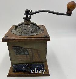 Antique BRONSON-WALTON OLD GLORY Coffee Grinder, Beautiful and VERY RARE