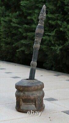 Antique Bedouin coffee grinder tribal ethnic wooden pestle middle east Mehbash