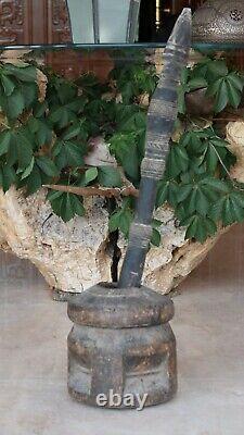 Antique Bedouin coffee grinder tribal ethnic wooden pestle middle east Mehbash