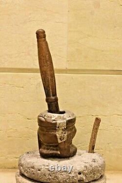 Antique Bedouin coffee grinder tribal ethnic wooden pestle middle east Mehbash