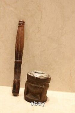 Antique Bedouin coffee grinder tribal ethnic wooden pestle middle east Mehbash