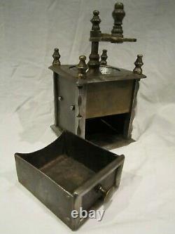 Antique Big Heavy Extraordinary Iron and Brass Coffee Grinder Mill