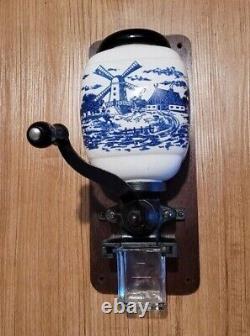 Antique Blue Delft HOLLAND WINDMILL COFFEE GRINDER