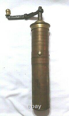 Antique Brass Coffee Grinder Ottoman Empire Mid 19th C. WithMarks 11 Tall Islamic