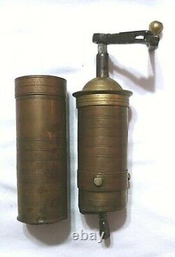 Antique Brass Coffee Grinder Ottoman Empire Mid 19th C. WithMarks 11 Tall Islamic