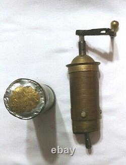 Antique Brass Coffee Grinder Ottoman Empire Mid 19th C. WithMarks 11 Tall Islamic