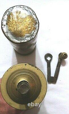 Antique Brass Coffee Grinder Ottoman Empire Mid 19th C. WithMarks 11 Tall Islamic