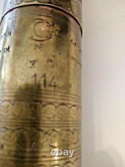 Antique Brass Coffee Grinder Rare Ottoman Made in Lebanon Hand Crank Mill