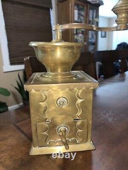 Antique Brass Coffee Grinder Square