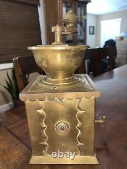 Antique Brass Coffee Grinder Square