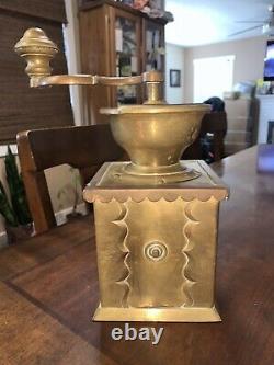 Antique Brass Coffee Grinder Square